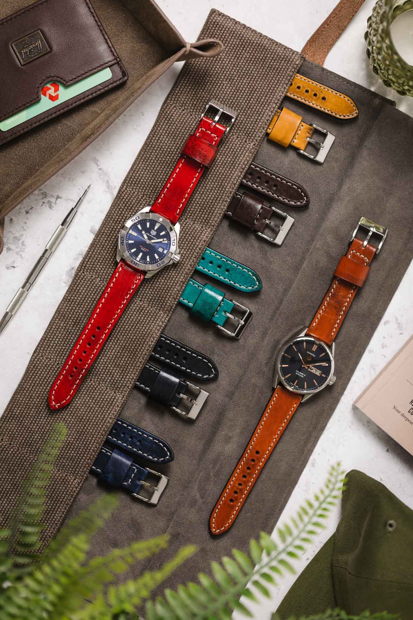JPM Canvas Watch Roll with Suede Lining in GREY