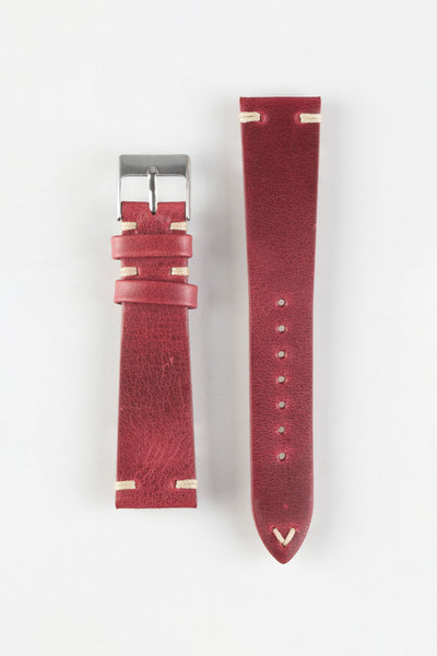 Pebro LEGACY Vintage Calfskin Leather Watch Strap in RED