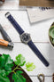 RIOS1931 ARIZONA Genuine Saddle Leather Hook-On Watch Strap in OCEAN BLUE