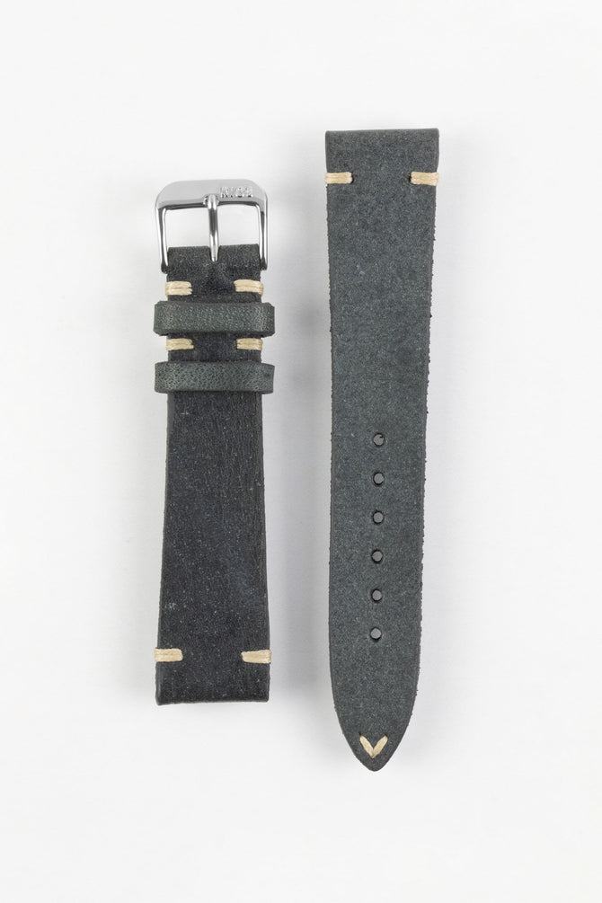 RIOS1931 BEDFORD Genuine Vintage Leather Watch Strap in STONE GREY