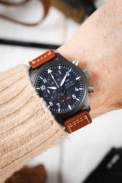 RIOS1931 BLIZZARD Genuine Calfskin Leather Watch Strap in Cognac