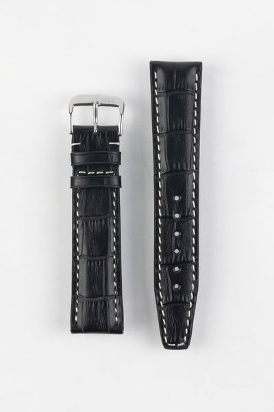 RIOS1931 BOSTON Alligator-Embossed Leather Watch Strap in BLACK