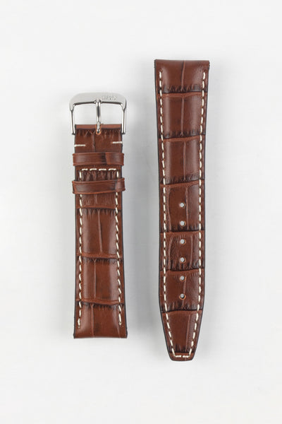 RIOS1931 BOSTON Alligator-Embossed Leather Watch Strap in MAHOGANY