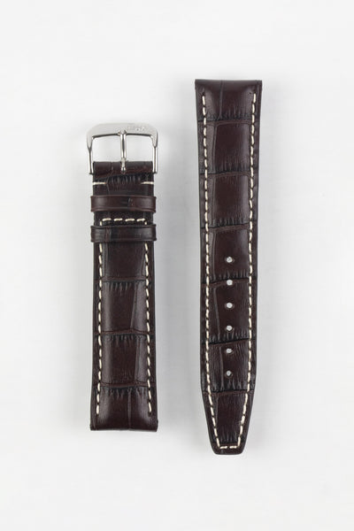 RIOS1931 BOSTON Alligator-Embossed Leather Watch Strap in MOCHA