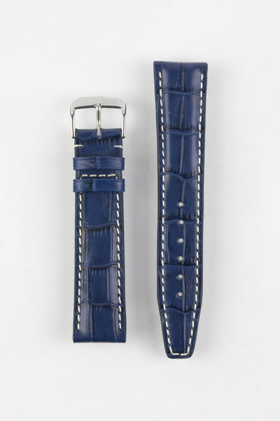 RIOS1931 BOSTON Alligator-Embossed Leather Watch Strap in NAVY BLUE