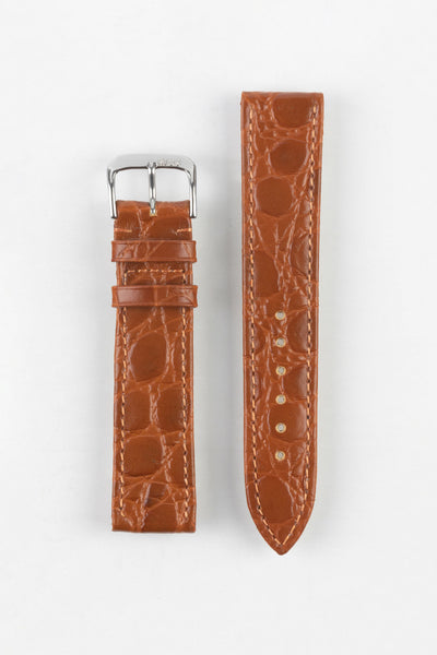 RIOS1931 BRAZIL Crocodile-Embossed Leather Watch Strap in COGNAC