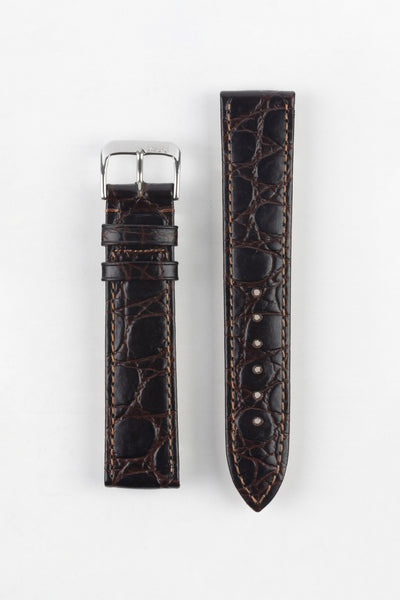 RIOS1931 BRAZIL Crocodile-Embossed Leather Watch Strap in MOCHA