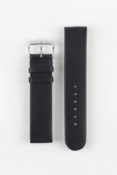 RIOS1931 CLASSIC Low-Profile Leather Watch Strap in BLACK