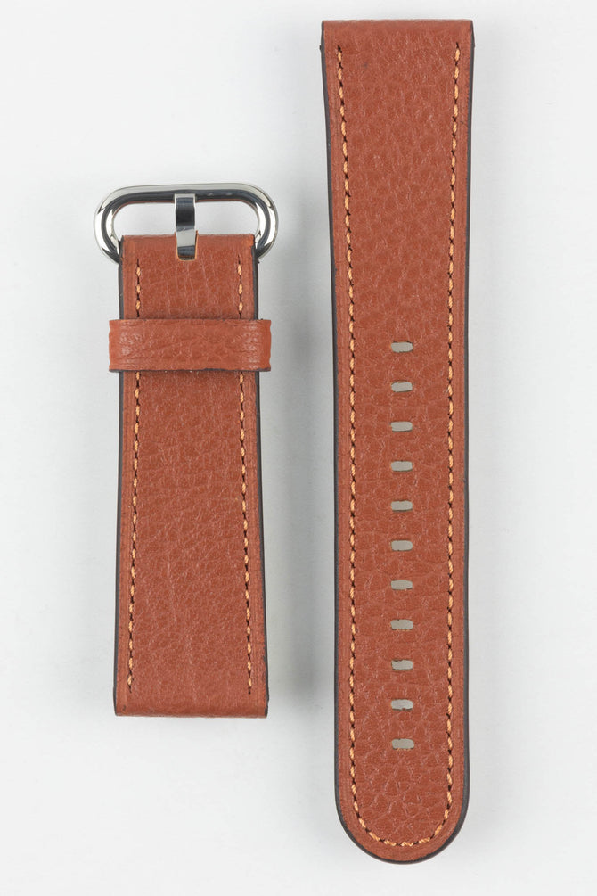 RIOS1931 CONNECT Buffalo Leather Watch Strap for 42 / 44 / 45mm / Ultra Apple Watch in COGNAC