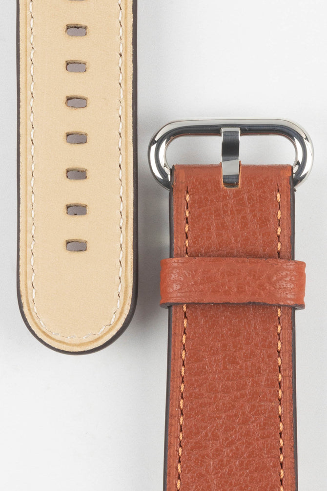 RIOS1931 CONNECT Buffalo Leather Watch Strap for 42 / 44 / 45mm / Ultra Apple Watch in COGNAC