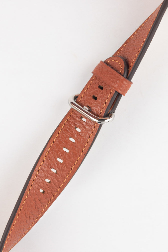 RIOS1931 CONNECT Buffalo Leather Watch Strap for 42 / 44 / 45mm / Ultra Apple Watch in COGNAC