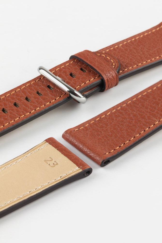 RIOS1931 CONNECT Buffalo Leather Watch Strap for 42 / 44 / 45mm / Ultra Apple Watch in COGNAC