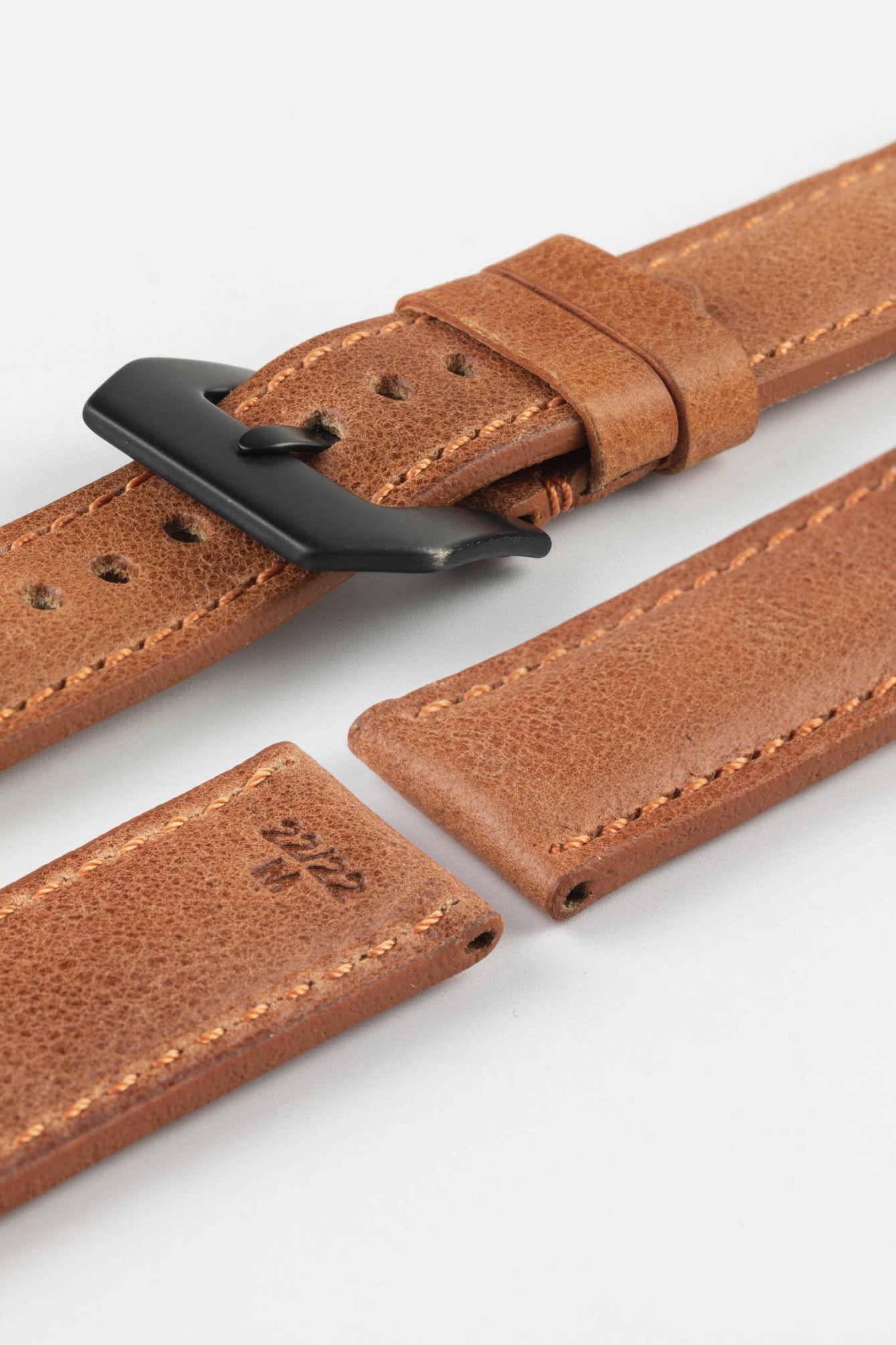 RIOS1931 DERBY Genuine Vintage Leather Watch Strap in COGNAC