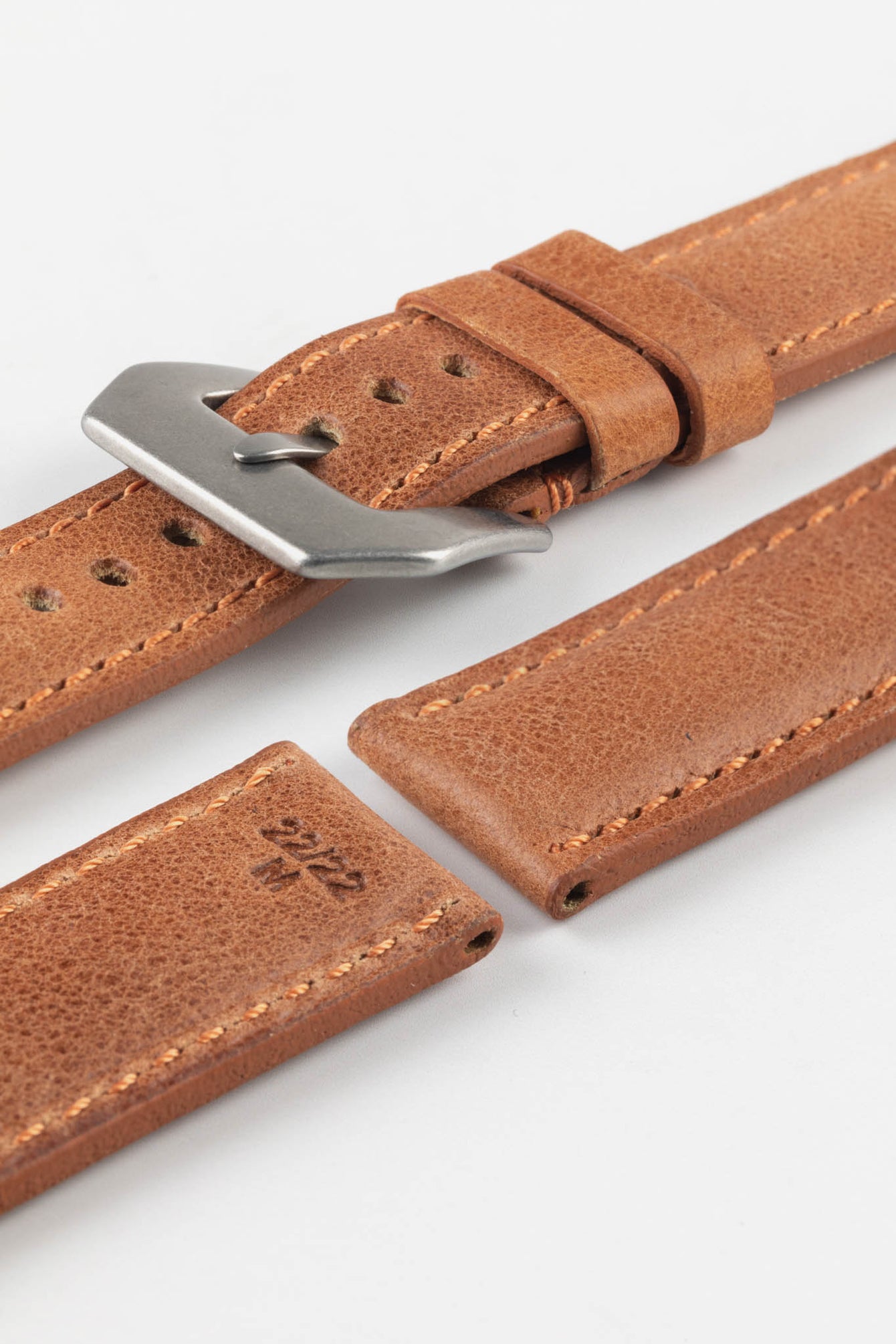 RIOS1931 DERBY Genuine Vintage Leather Watch Strap in COGNAC