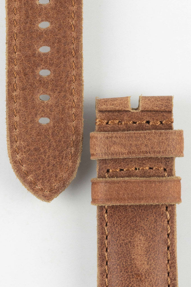 RIOS1931 DERBY Genuine Vintage Leather Watch Strap in MAHOGANY