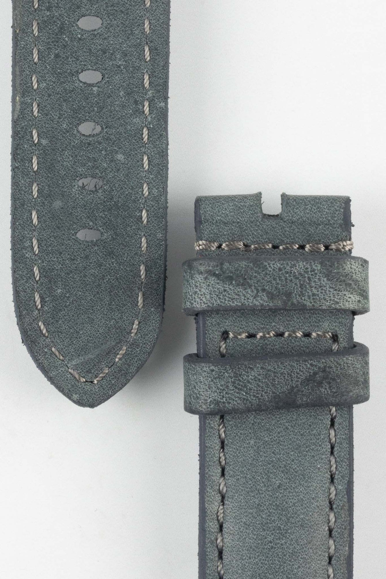 RIOS1931 DERBY Genuine Vintage Leather Watch Strap in STONE GREY