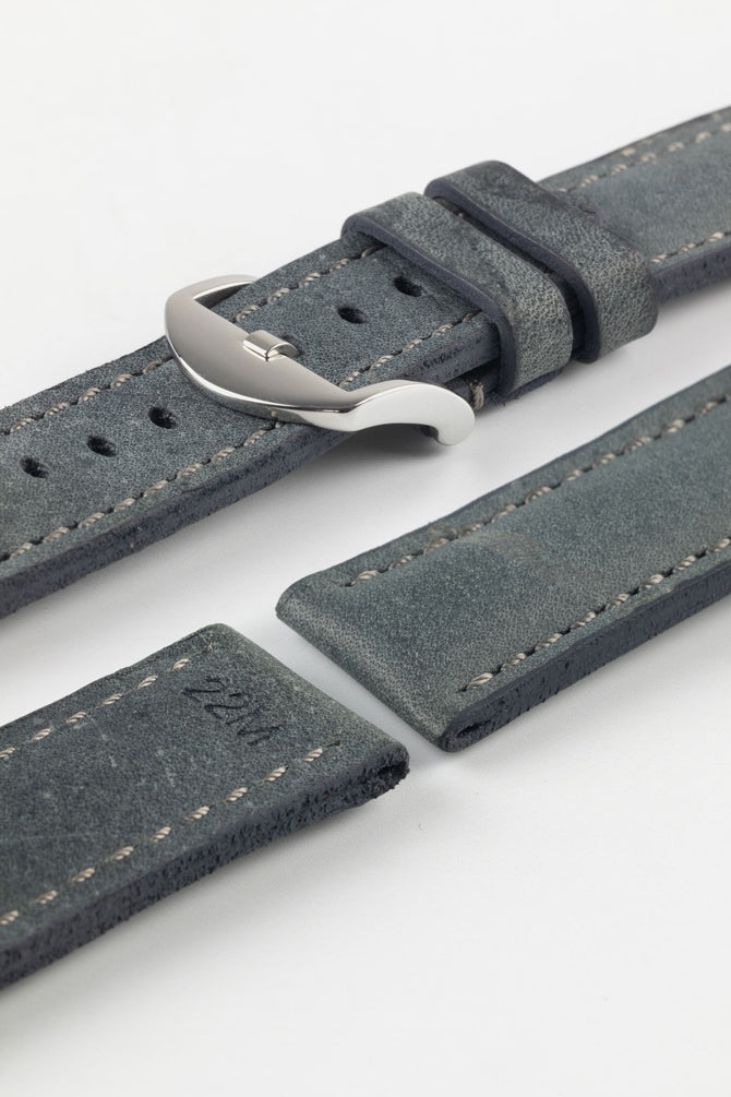 RIOS1931 DERBY Genuine Vintage Leather Watch Strap in STONE GREY