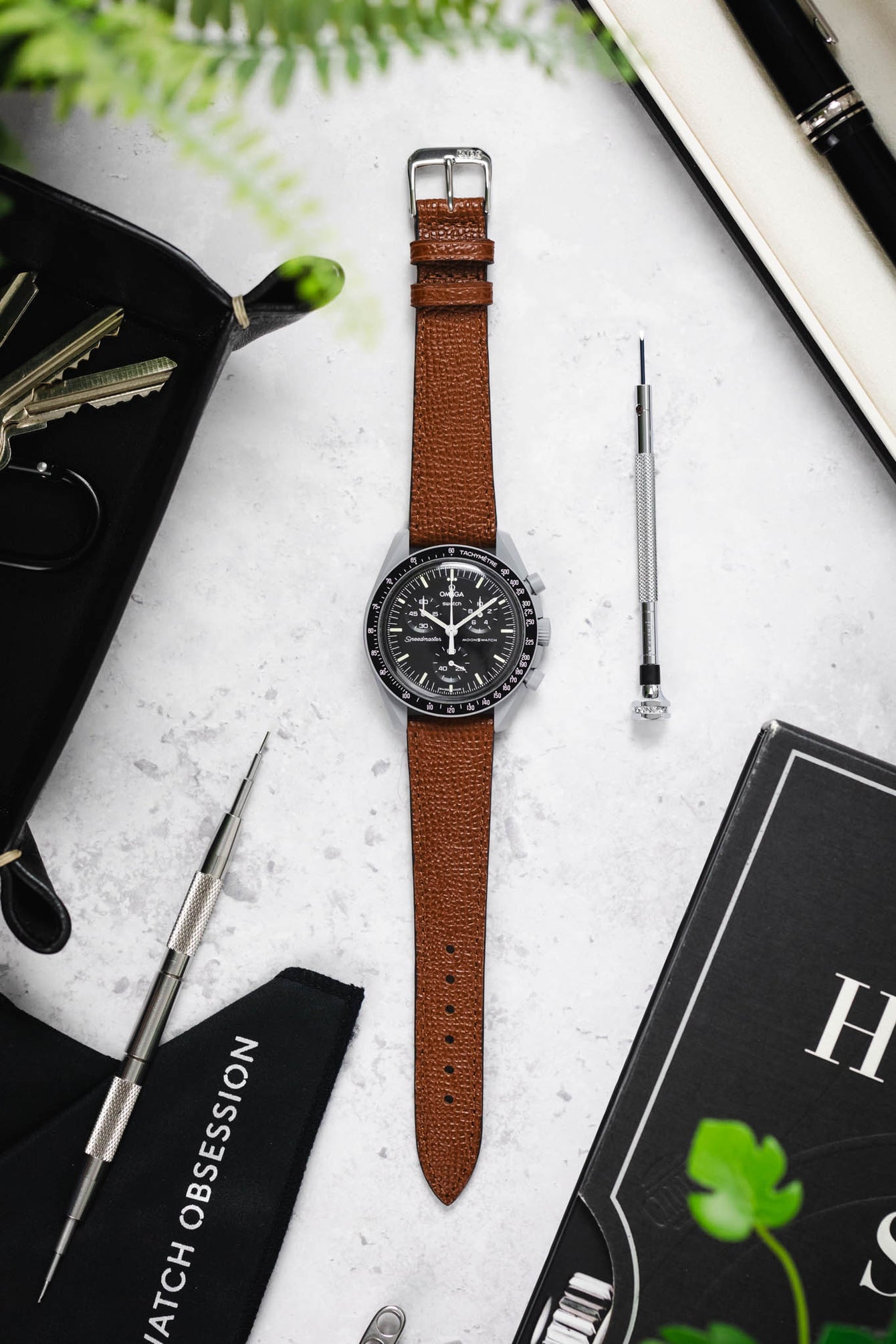 RIOS1931 FRENCH Leather Watch Strap in COGNAC