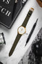 RIOS1931 FRENCH Leather Watch Strap in OLIVE DRAB