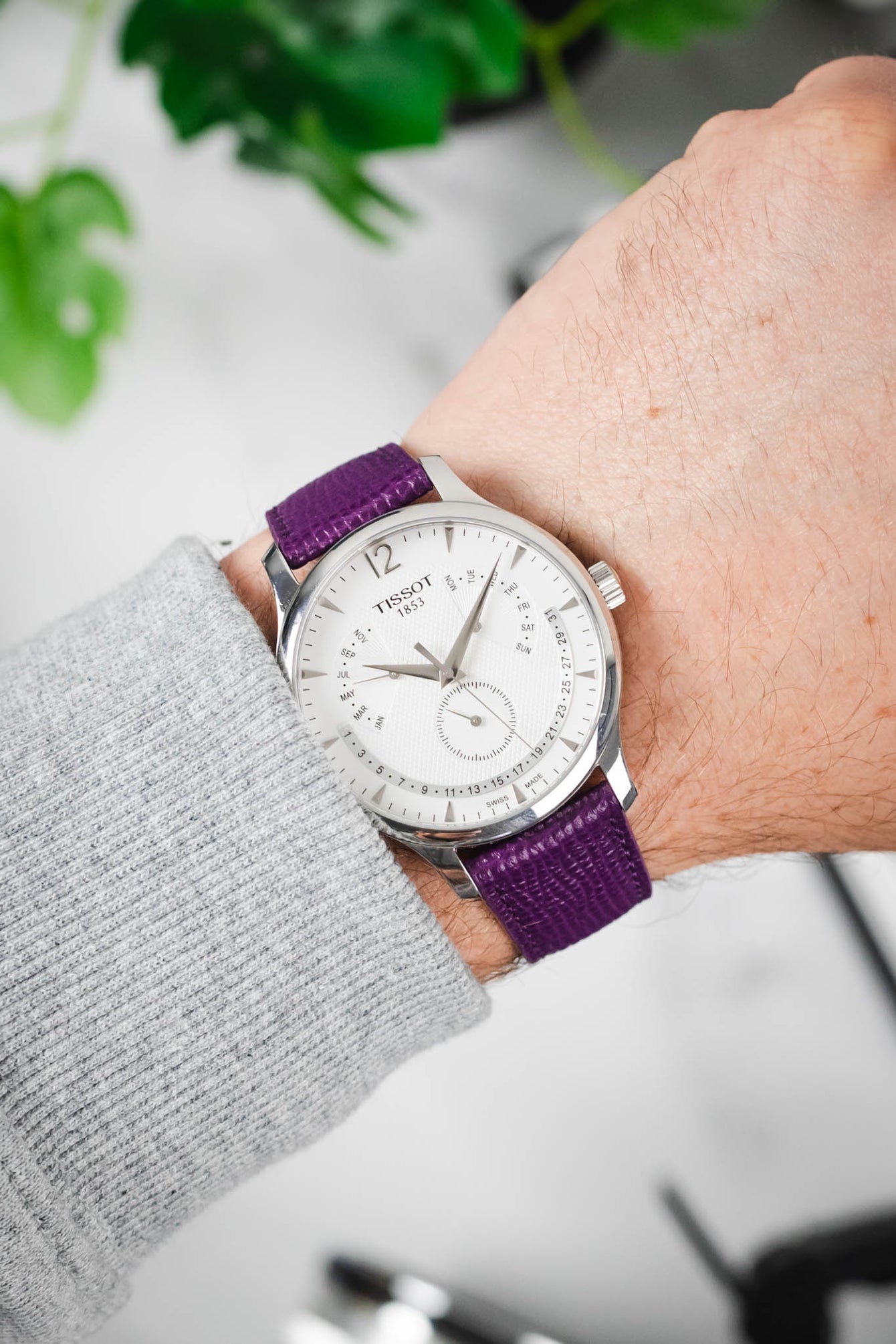 RIOS1931 FRENCH Leather Watch Strap in PURPLE