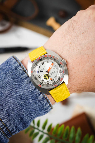 RIOS1931 FRENCH Leather Watch Strap in YELLOW