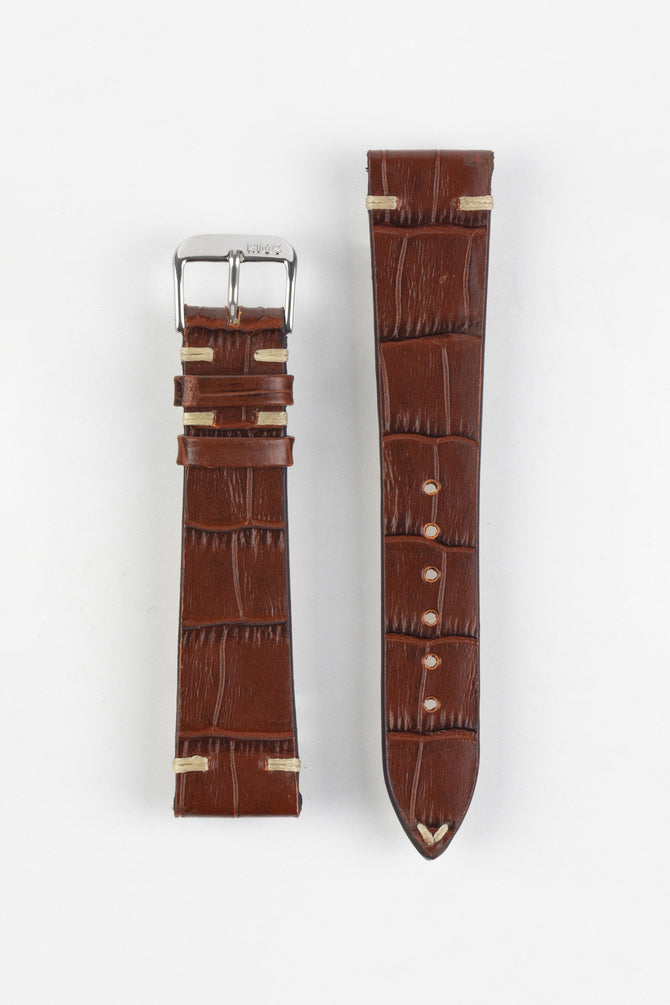 RIOS1931 HOLLYWOOD Alligator-Embossed Leather Watch Strap in MAHOGANY