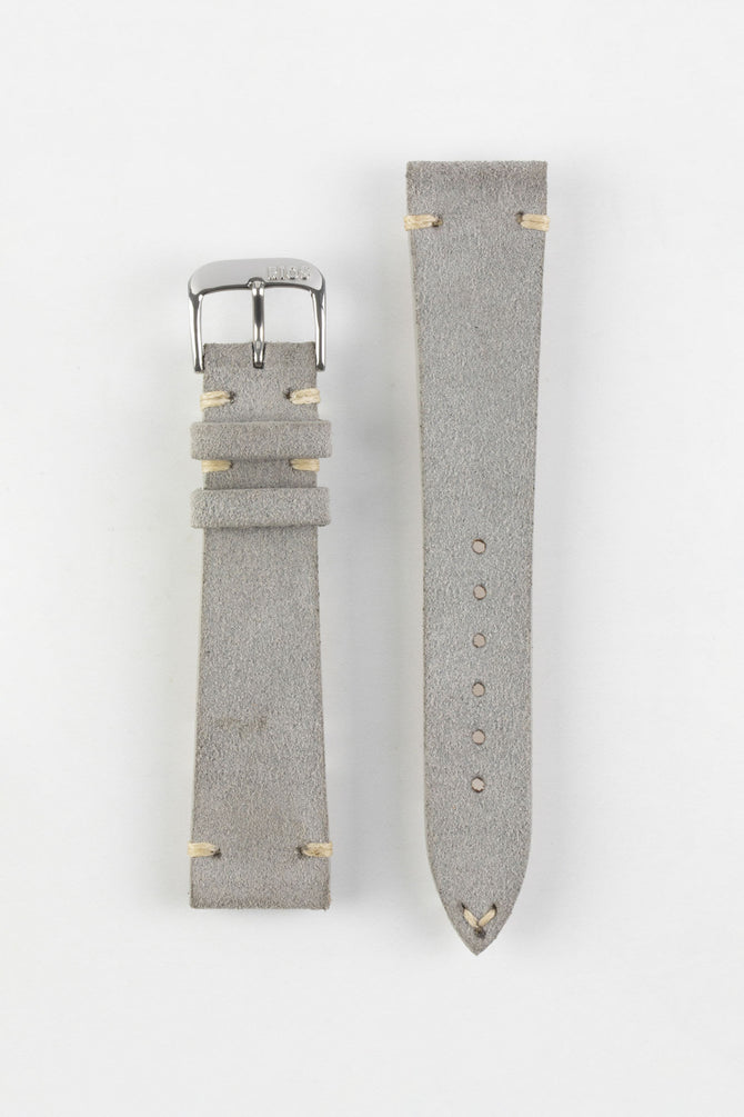 RIOS1931 HUDSON Genuine Suede Leather Watch Strap in STONE GREY