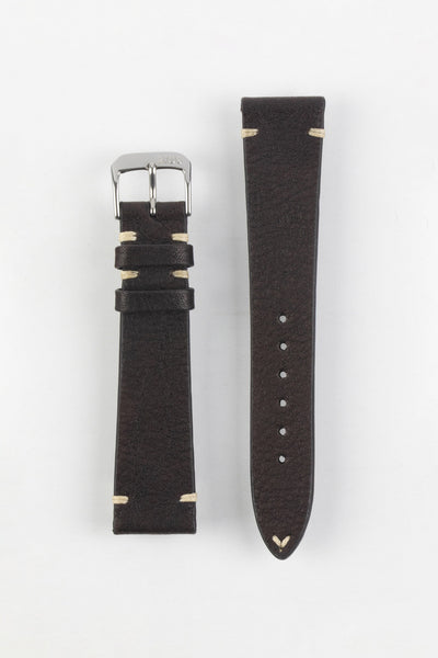 RIOS1931 INZELL Retro Organic Leather Watch Strap in MOCHA