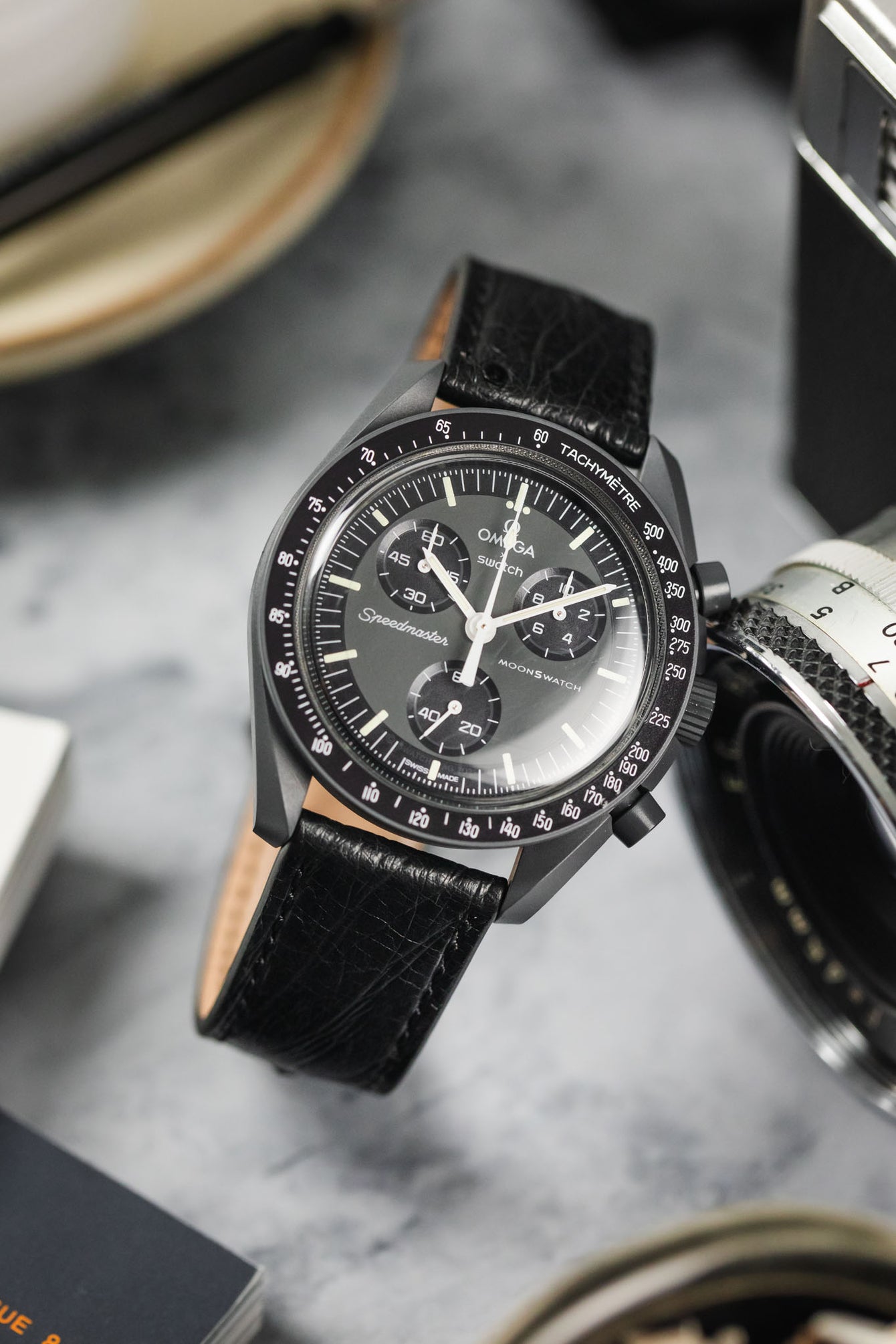 RIOS1931 MAISON Genuine Ostrich Leather Watch Strap in BLACK
