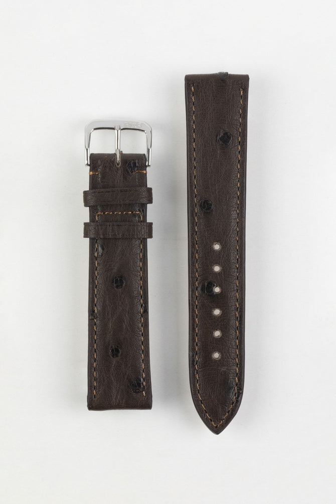 RIOS1931 MAISON Genuine Ostrich Leather Watch Strap in MOCHA