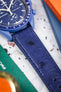 RIOS1931 MAISON Genuine Ostrich Leather Watch Strap in NAVY BLUE