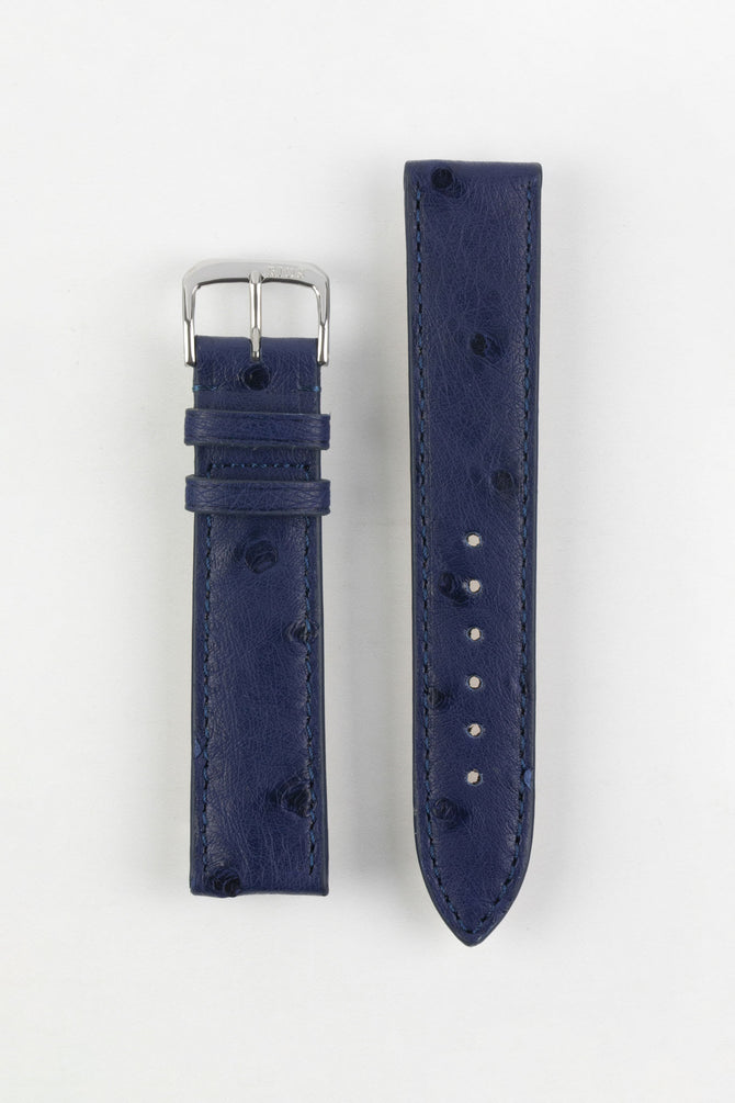RIOS1931 MAISON Genuine Ostrich Leather Watch Strap in NAVY BLUE