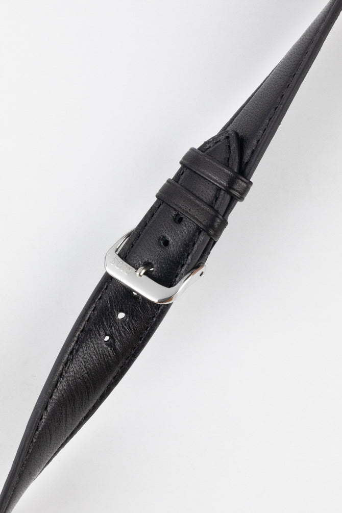 Image of RIOS1931 Merino Leather Watch Strap twisted to show its flexibility and durability