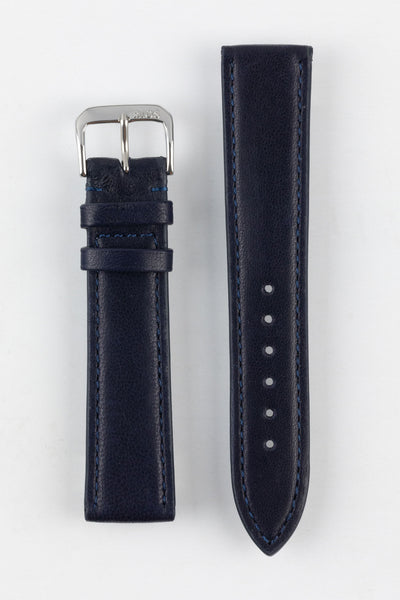 Image showing topside of Ocean Blue RIOS1931 Merino Watch Strap with polished silver buckle on white background