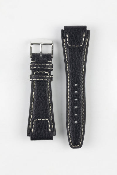 RIOS1931 NATURE Genuine Buffalo Leather Watch Strap in BLACK