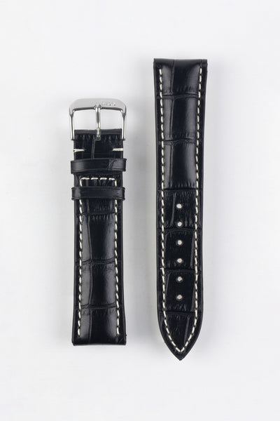 RIOS1931 NEW ORLEANS Alligator-Embossed Leather Watch Strap in BLACK