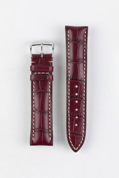 RIOS1931 NEW ORLEANS Alligator-Embossed Leather Watch Strap in BURGUNDY