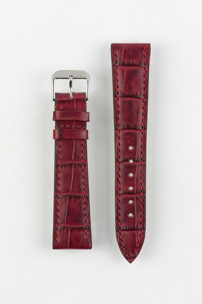 RIOS1931 ORLANDO Alligator-Embossed Leather Watch Strap in BURGUNDY