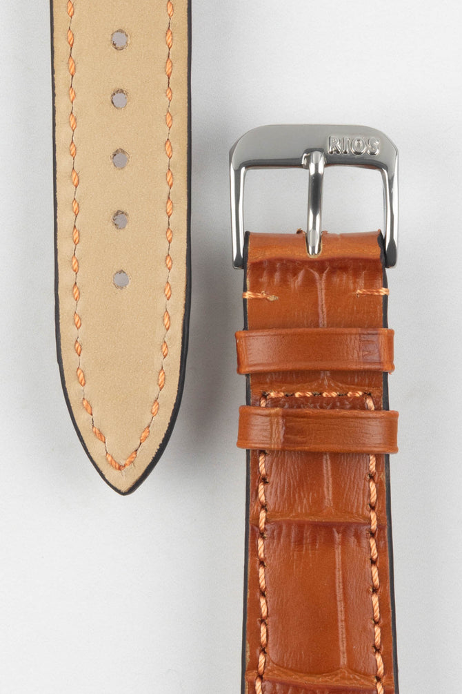 RIOS1931 ORLANDO Alligator-Embossed Leather Watch Strap in COGNAC
