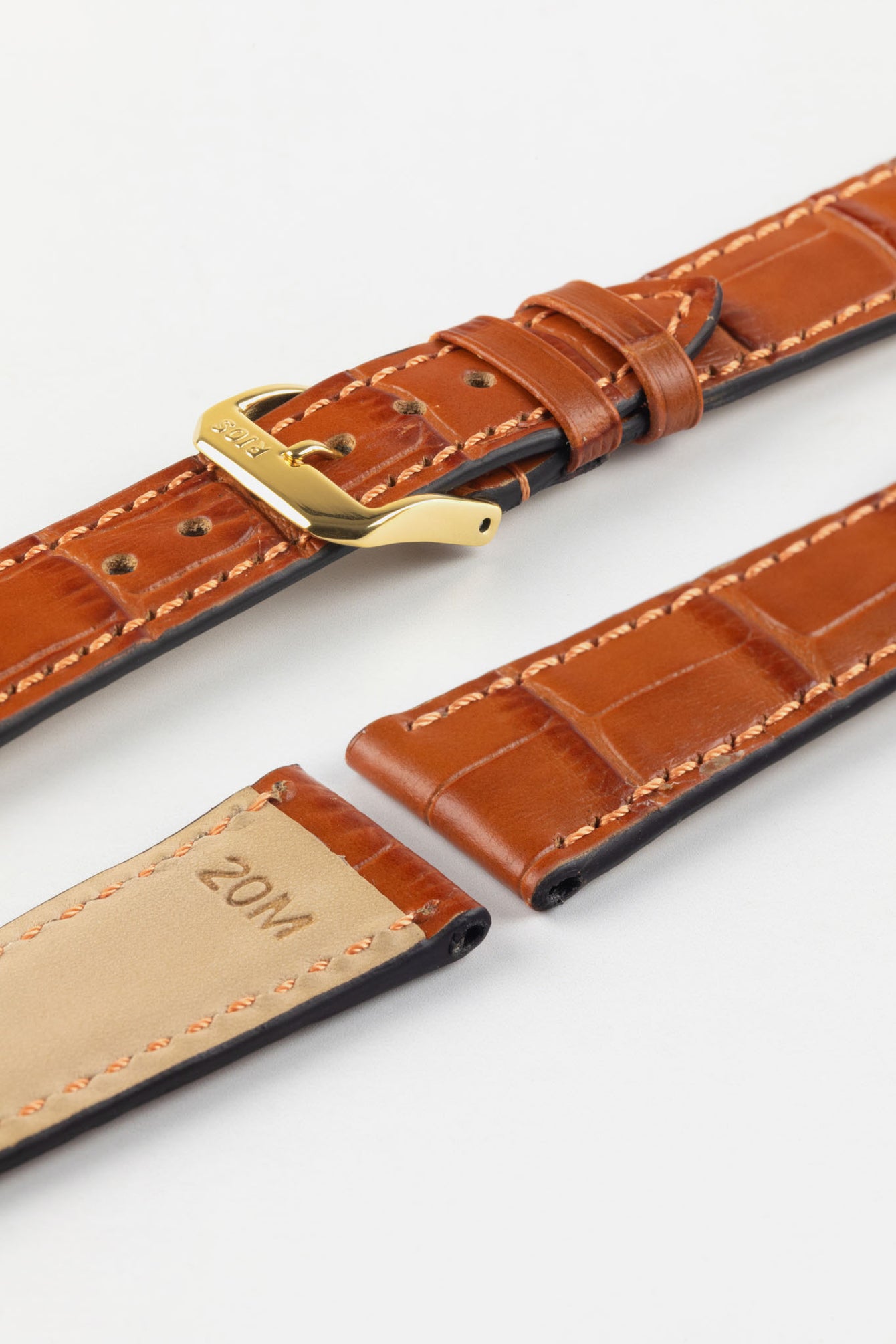 RIOS1931 ORLANDO Alligator-Embossed Leather Watch Strap in COGNAC