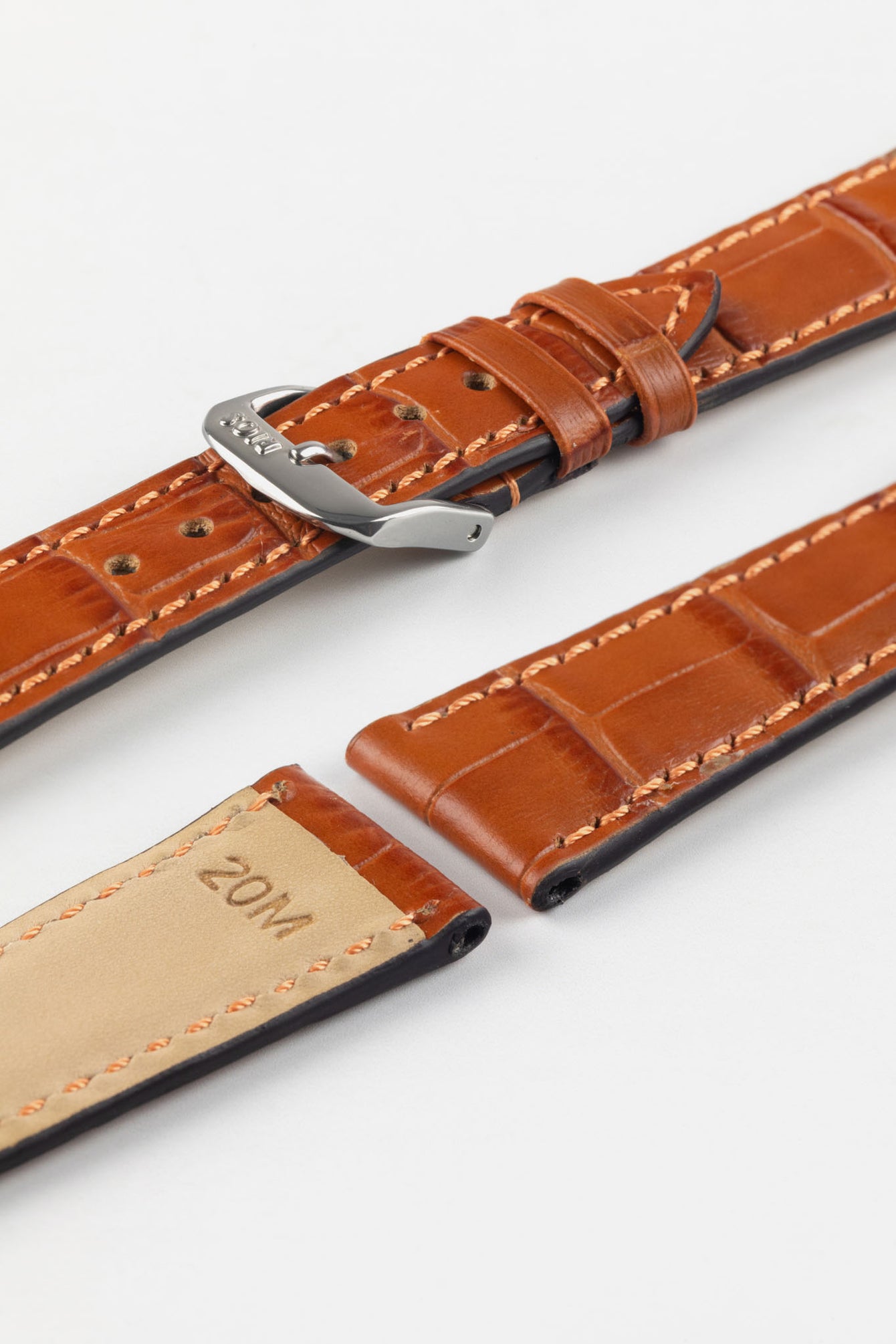 RIOS1931 ORLANDO Alligator-Embossed Leather Watch Strap in COGNAC