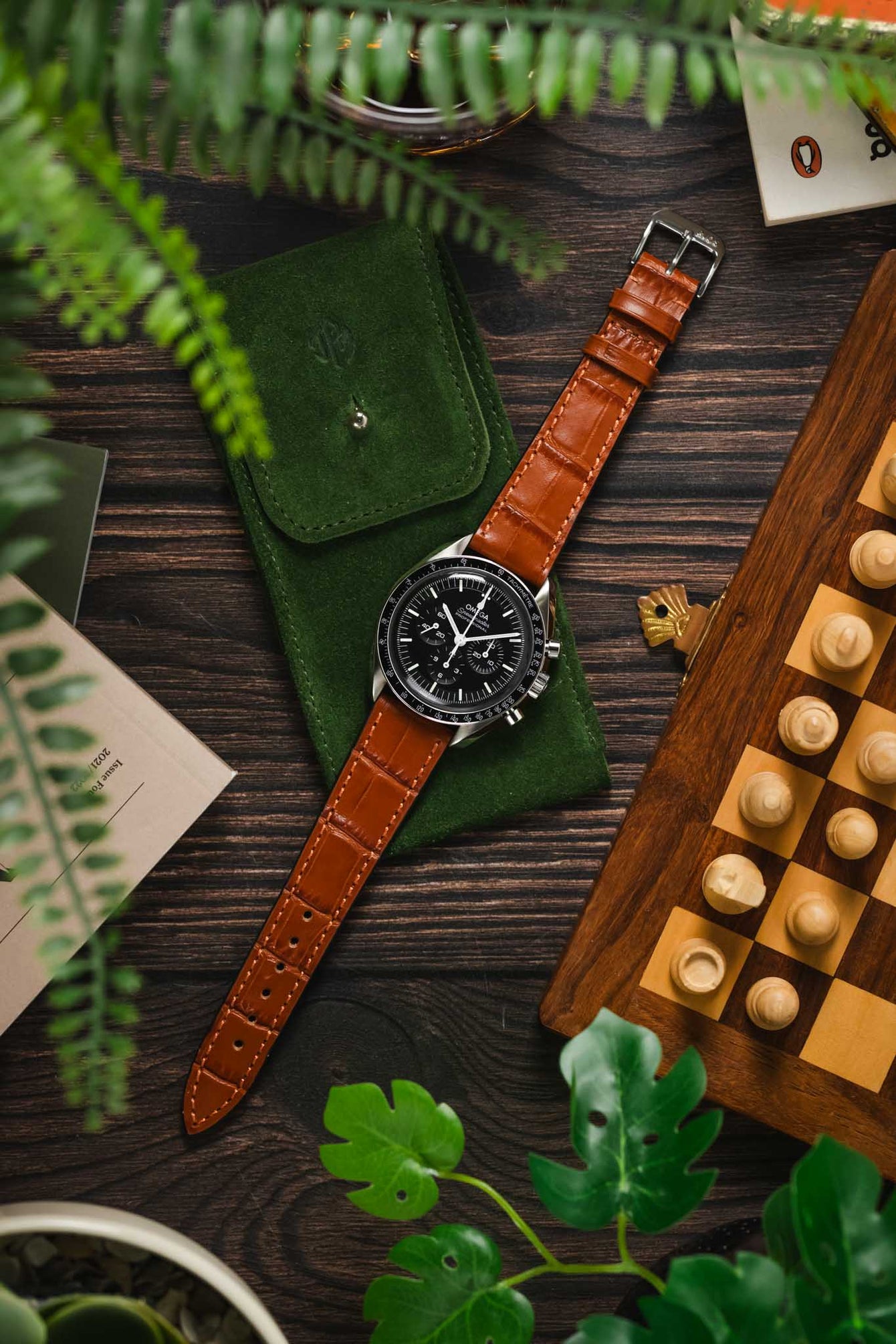 RIOS1931 ORLANDO Alligator-Embossed Leather Watch Strap in COGNAC