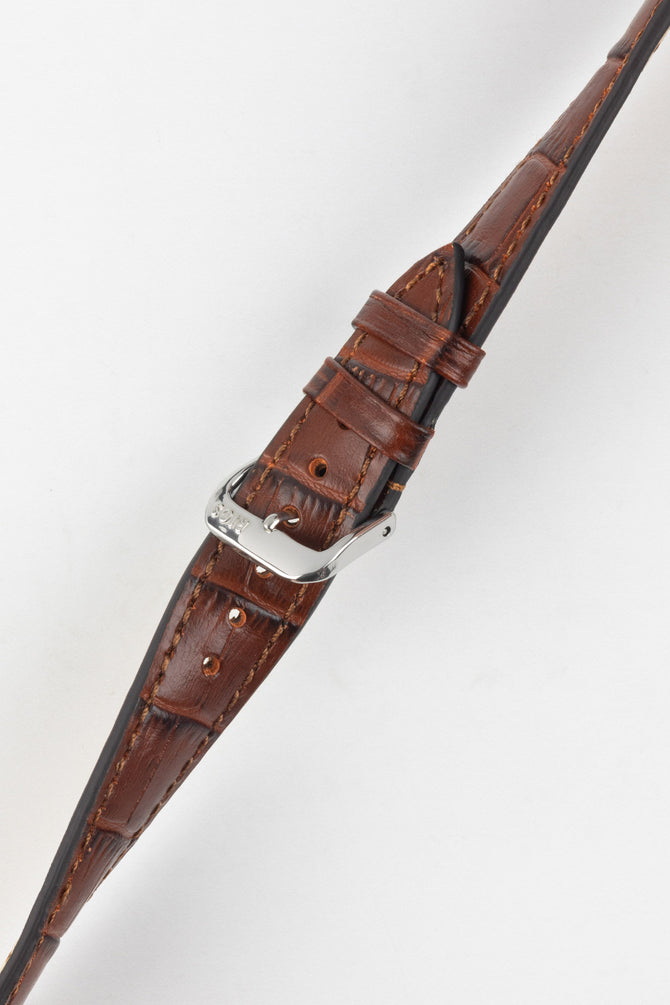RIOS1931 ORLANDO Alligator-Embossed Leather Watch Strap in MAHOGANY