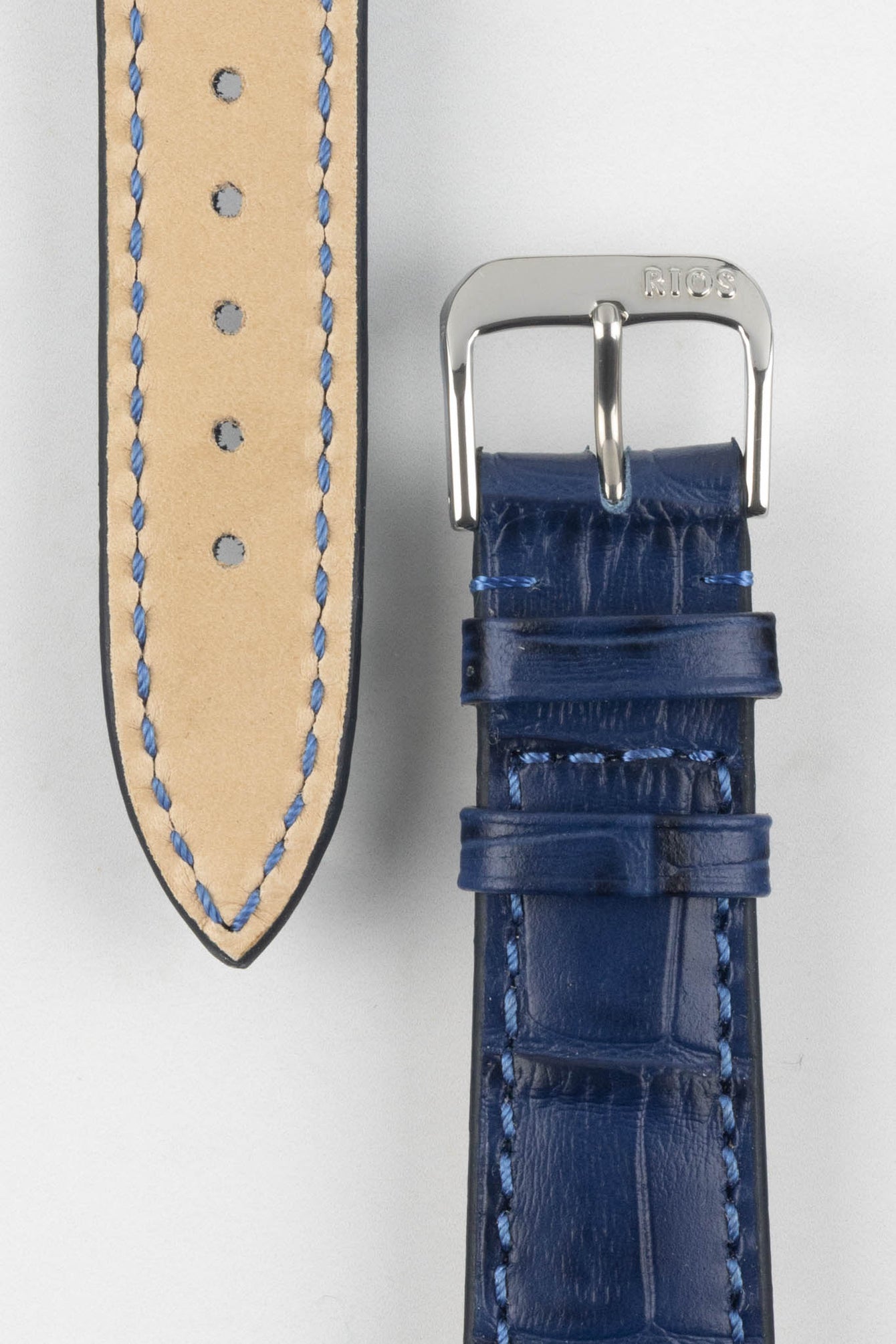 RIOS1931 ORLANDO Alligator-Embossed Leather Watch Strap in NAVY BLUE