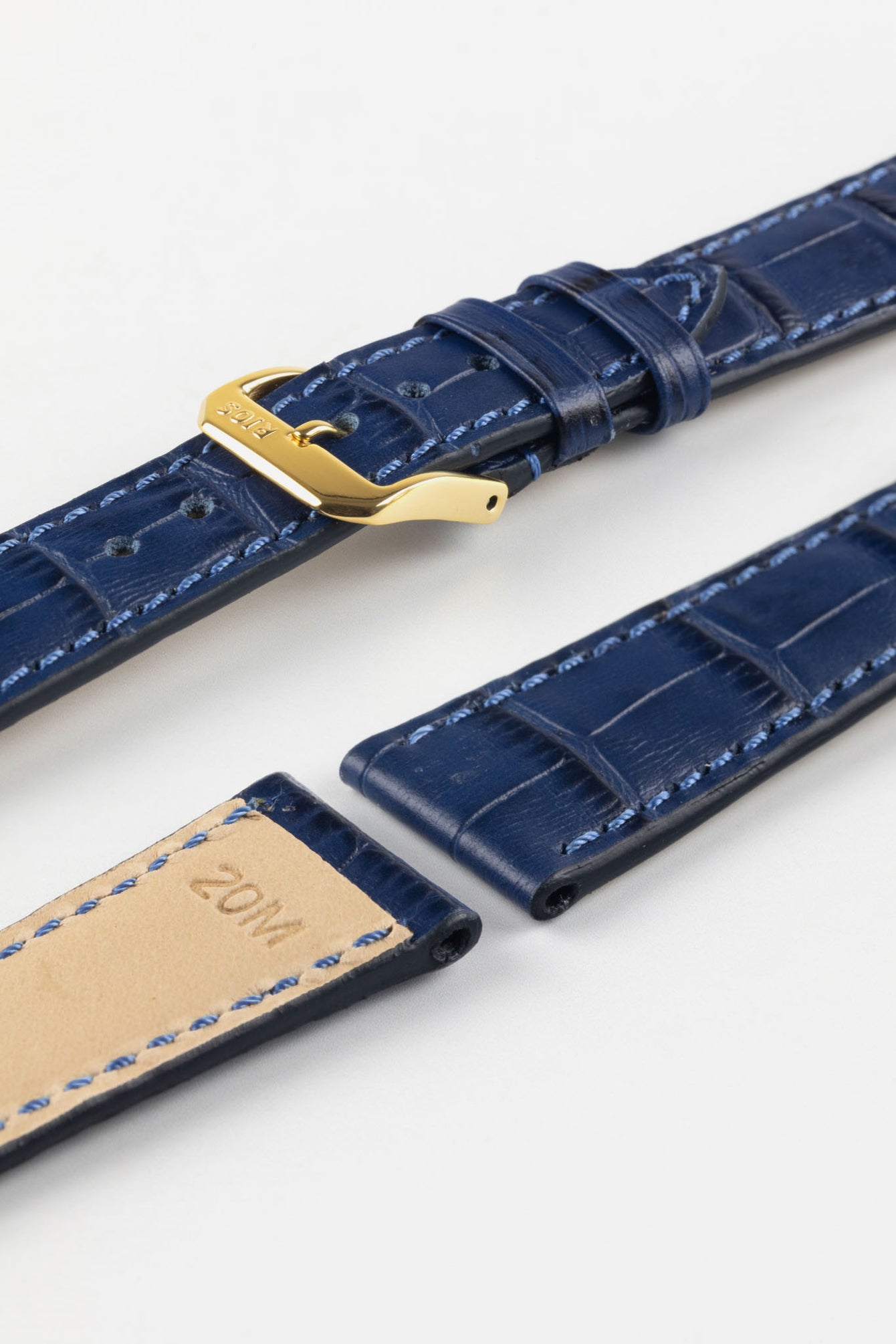 RIOS1931 ORLANDO Alligator-Embossed Leather Watch Strap in NAVY BLUE