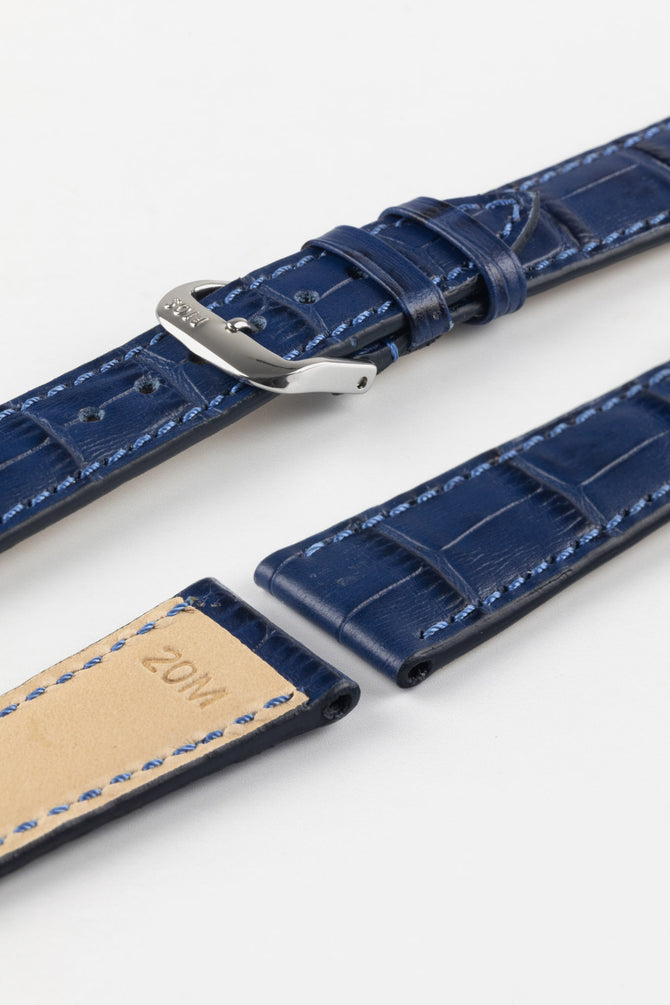 RIOS1931 ORLANDO Alligator-Embossed Leather Watch Strap in NAVY BLUE
