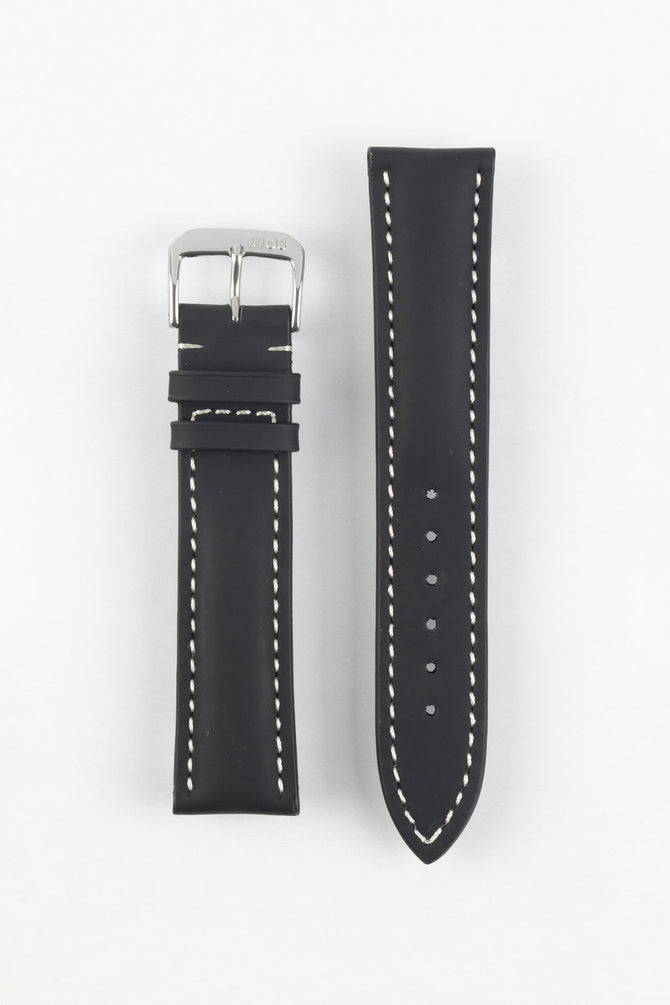 RIOS1931 POLO Water Resistant Cow Leather Watch Strap in BLACK