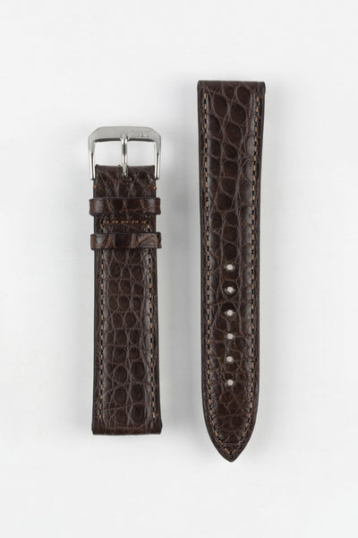 RIOS1931 PRESTIGE Genuine Alligator Flank Watch Strap in MOCHA