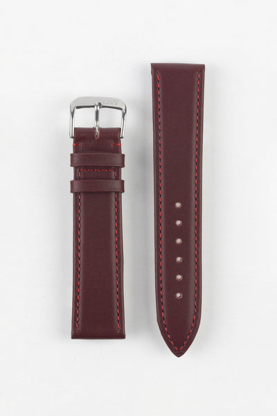 RIOS1931 TOSCANA Square-Padded Calfskin Leather Watch Strap in BURGUNDY