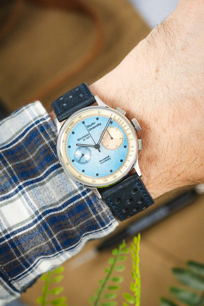 RIOS1931 UFA Perforated Watch Strap in BLUE